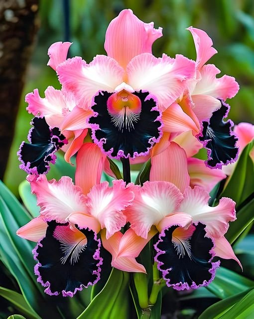 black and pink orchids